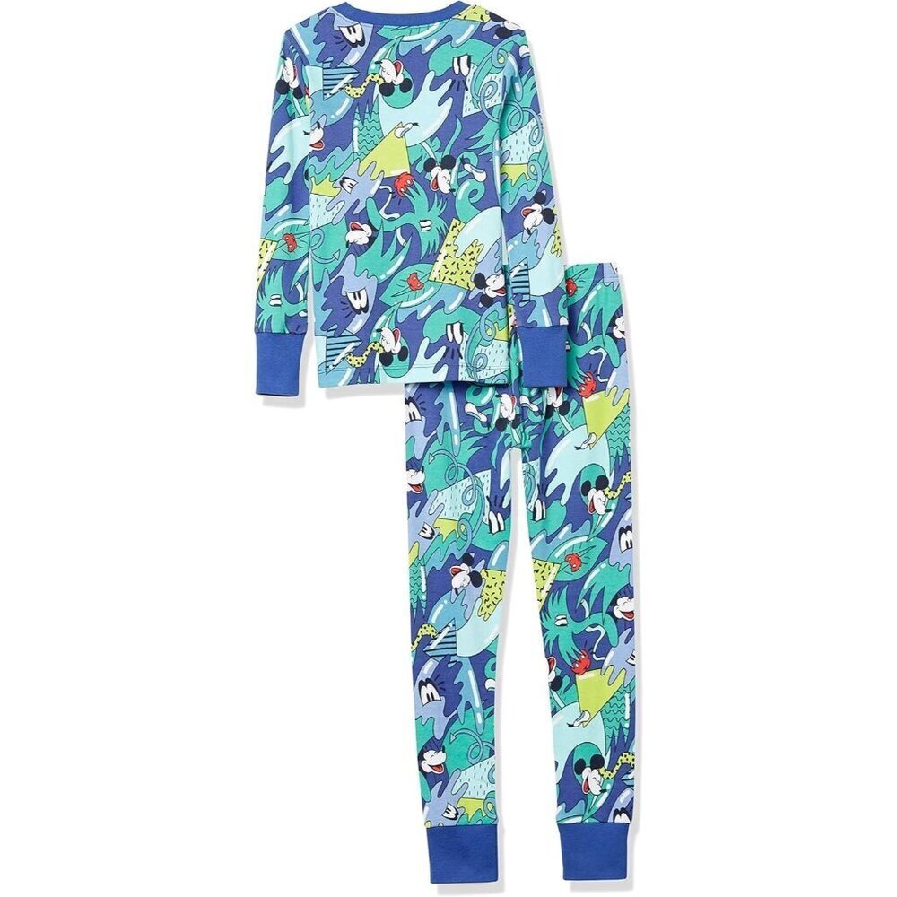 Spotted Zebra Girls Disney Mickey Mouse Blue‎ Green Print 2pc Pajama Set sz 10